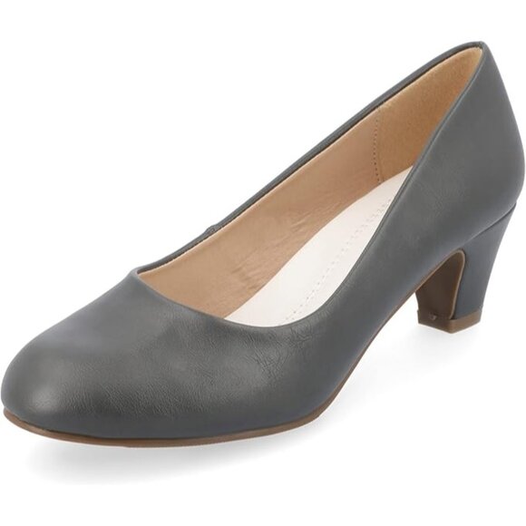 Journee Collection Women's Luu Round Toe Pumps - Grey - Picture 1 of 3
